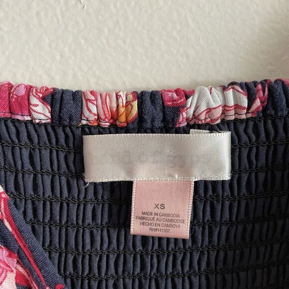 Band Of Gypsies Women XS Blue Pink Floral Spaghetti Straps Tie Front Maxi Dress - Picture 6 of 10